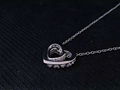 NEFFLY Pierced Heart Necklace classic 925Silver Plated Platinum FREE SHIPPING 4