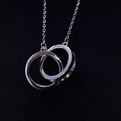 NEFFLY 925 silver Double loop high-grade PENDANT NECKLACE free shipping