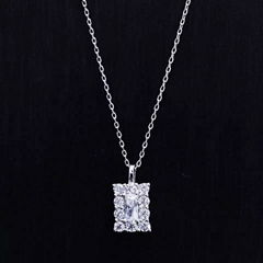 NEFFLY FREE SHIPPING fashion 925 silver Lucky square drill pendant necklace