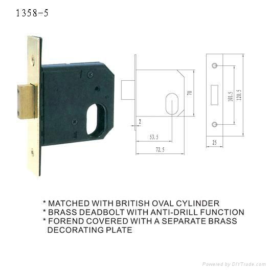 British/UK/Swiss door mortise lock body 