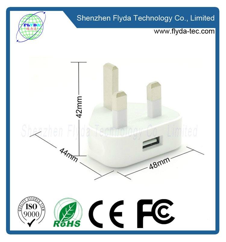 UK 3 pin mobile charger for Iphone 5W 5V1A