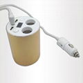  2 in 1 dual USB + ciggrett socket gold cup car charger 2