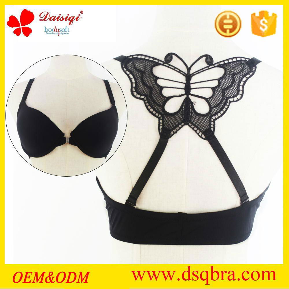 2016 nylon and spandex material ladies underwear beautiful back bra  5