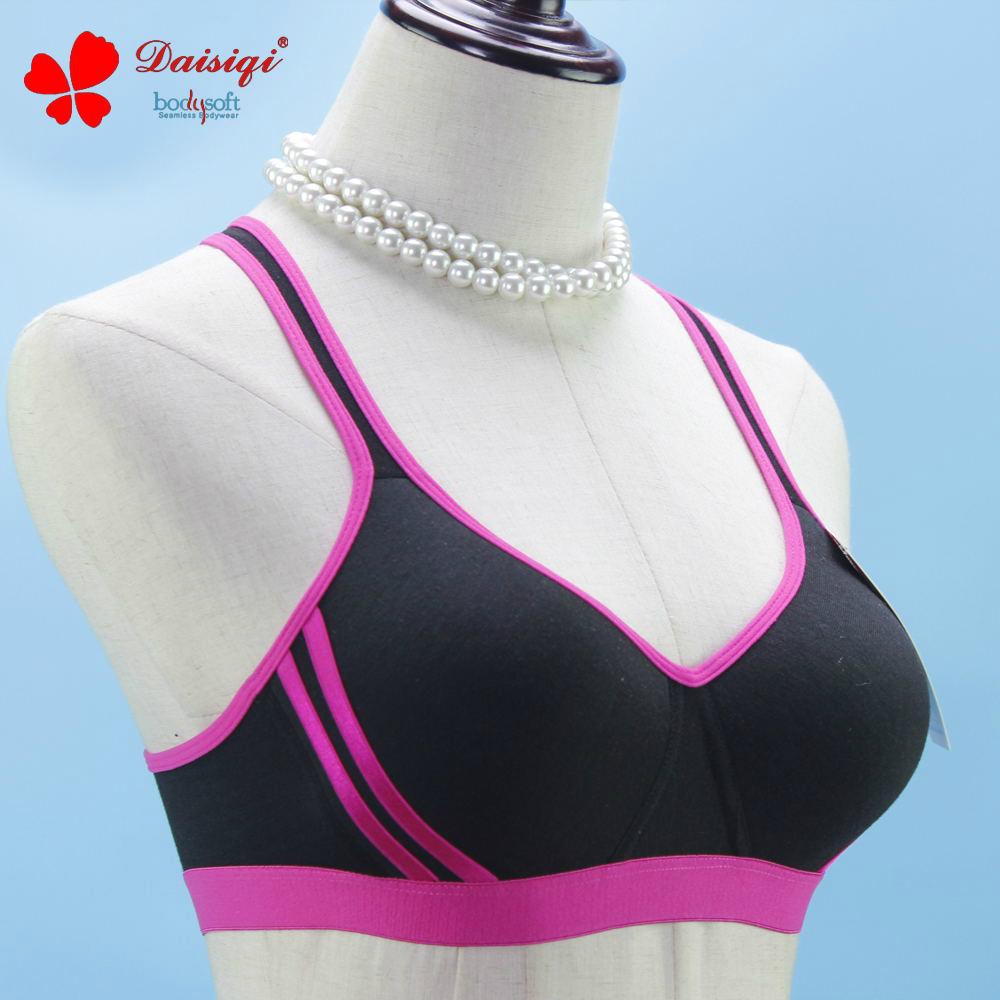 2016 New Arrivals cotton beautiful back design plain color sports bra 4