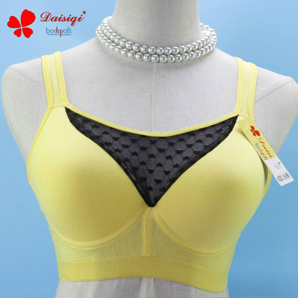 Wholesale top quality beautiful breast design women cotton sports bra with cheap 3