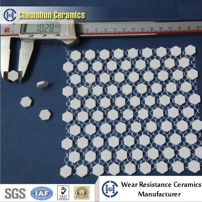 Chemshun Alumina Ceramic Hexagon Tile as Abraisve Wear Ceramic Tile 5