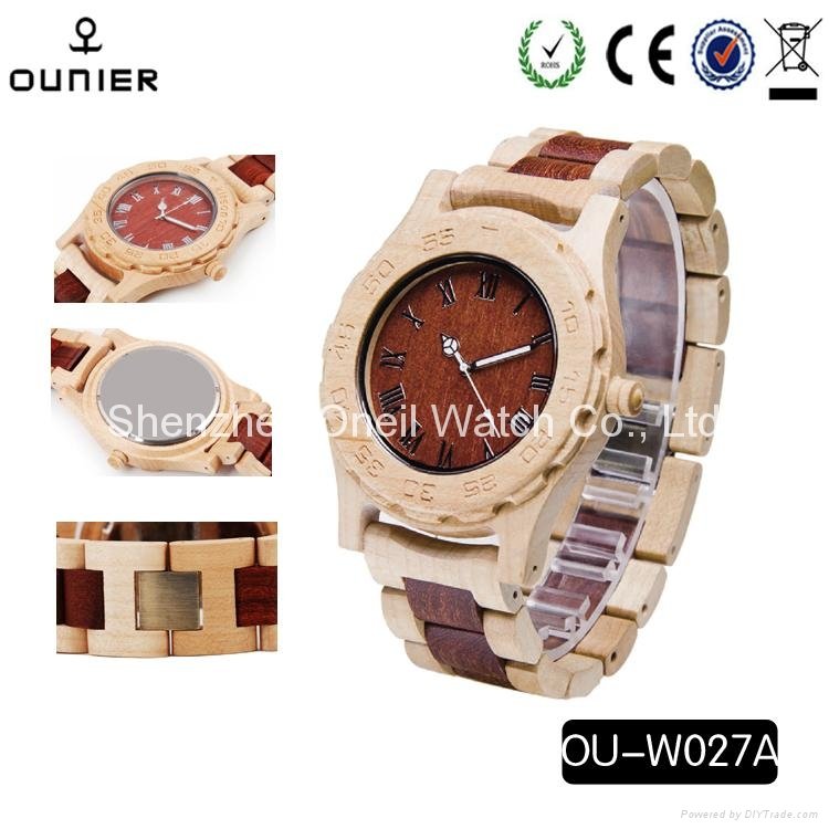 One piece drop shipping wood wrist watch real factory price wooden quartz watch 2