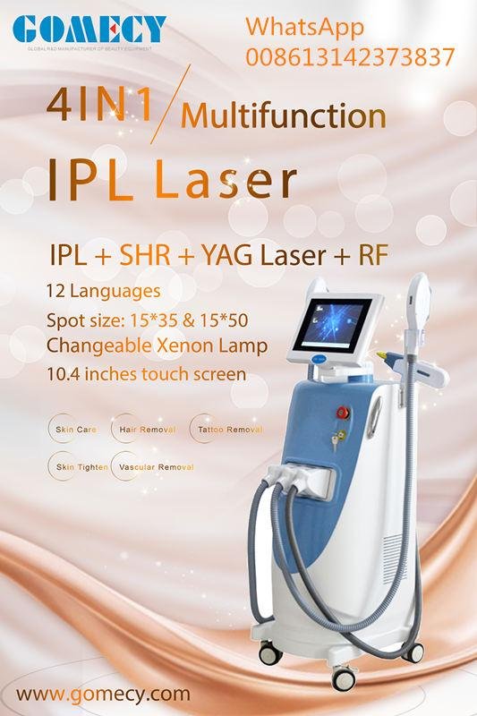 3 in 1 IPL SHR RF skin rejuvenatio nd yag laser tattoo removal hair removal skin 5