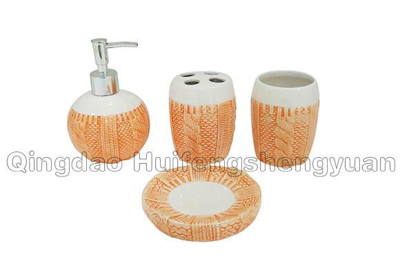 sweater shape 100% handpainted ceramic bathroom collection set 3