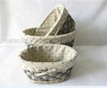 circle wooden wicker storage basket with fabric lining 2