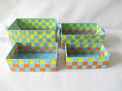 set of 4 multi colored nylon wicker storage basket