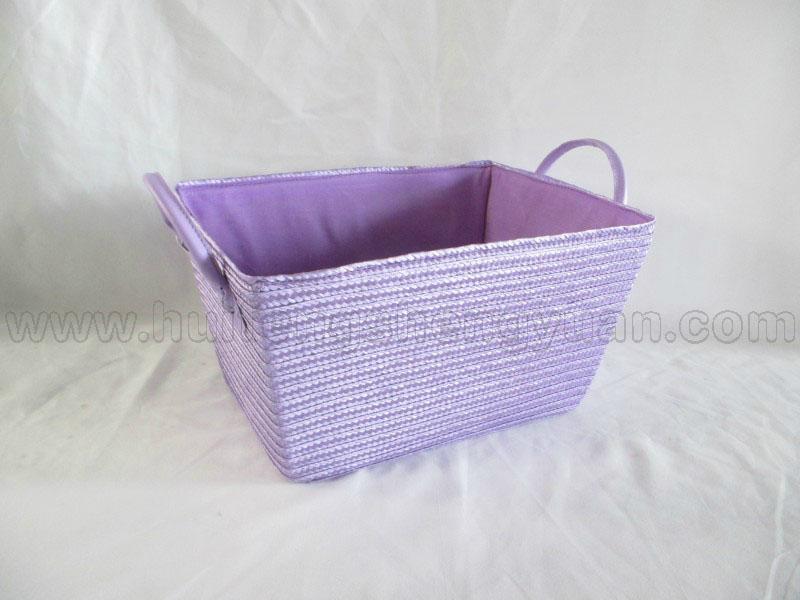 double handles pp straw wicker storage basket 2