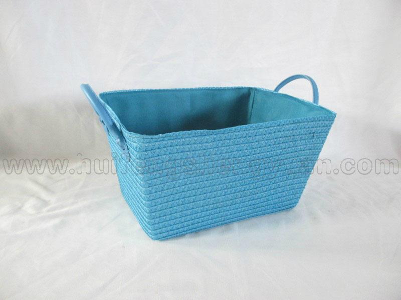 double handles pp straw wicker storage basket 5