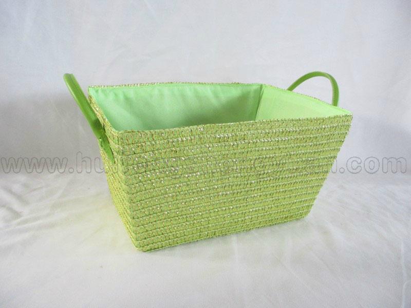 double handles pp straw wicker storage basket 4