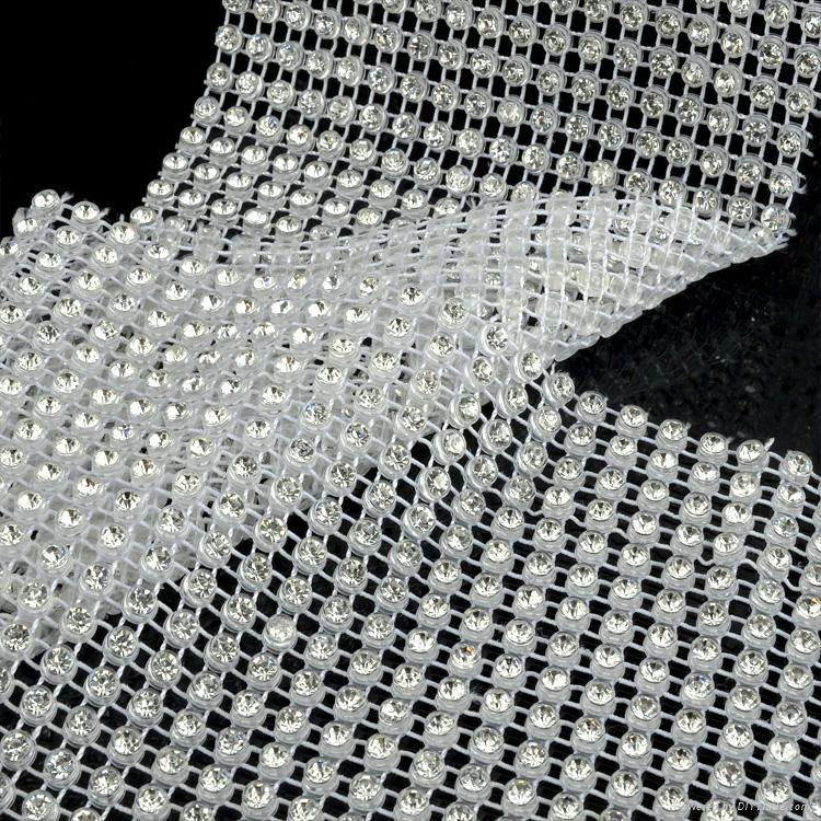 Top Quality Flexible elastic stretch crystal rhinestone trimming mesh 5