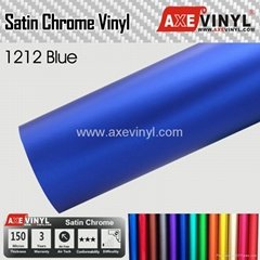 AXEVINYL Premium Blue Satin Chrome Matte Chrome Car Wrap Vinyl Film