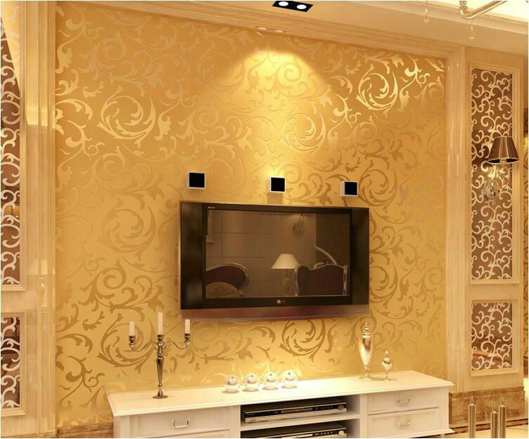 High quality European style wallpaper Non-woven Buttercup leaves pattern wall pa