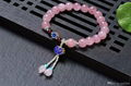 NEFFLY Natural Pink 925 Sterling Silver 8mm Indian Asian Style Beaded Strands Br