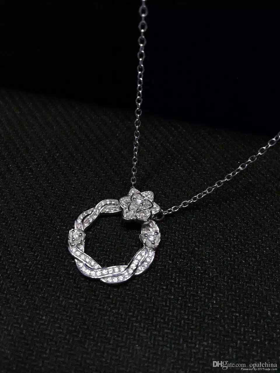 NEFFLY Nice Rose flower 925 Sterling Sliver necklace Women Girls For Party&Gift 