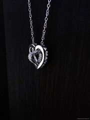 FOR FREE SHIPPING OEM FACTORY NEFFLY JEWELERY double peach heart necklace, 925 s