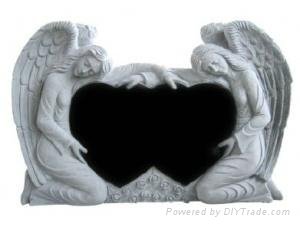Hot Sale Angel Headstone With Flowers And Cross In Shanxi Black 2