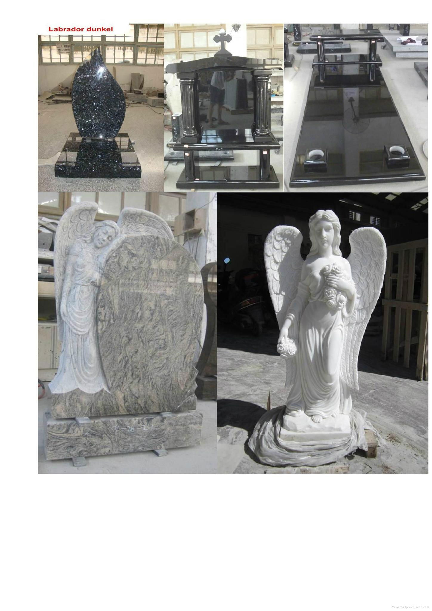 Hot Sale Angel Headstone With Flowers And Cross In Shanxi Black 4