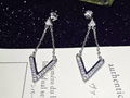 Neffly JEWELRY fashion V STYLE earings S925 silver plated 18K Gold with Singer S 3