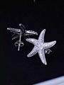 Neffiy s925 Simple Style Women OL Crystal Starfish Ear Studs Clear Gems Sea Star 2