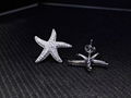 Neffiy s925 Simple Style Women OL Crystal Starfish Ear Studs Clear Gems Sea Star 3