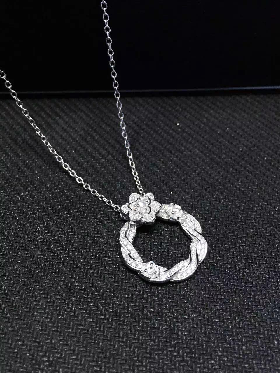 NEFFLY Nice Rose flower 925 Sterling Sliver necklace Women Girls For Party&Gift  5