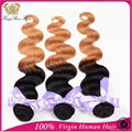 Ombre Hair Body Wave Extensions Three Color Peruvian Human Hair Weave Bundles 4  2