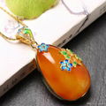 Neffly jewerly Natural beeswax ore perfectly plain pendants 925 handmade silver 