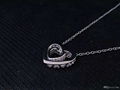 NEFFLY Pierced Heart Necklace classic 925Silver Plated Platinum FREE SHIPPING 1