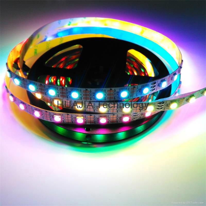 WS2812B 5050燈珠內置IC 5v 60燈每米 RGB led全彩燈條黑/白板不防水 5