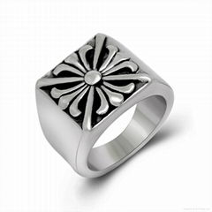 Retro style cross pattern 316L titanium vintage ring