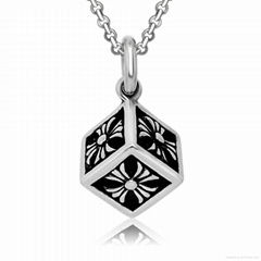 Three-dimensional rectangular cross pattern titanium pendants