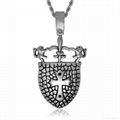 Retro style cross and shield shape titanium mens pendants