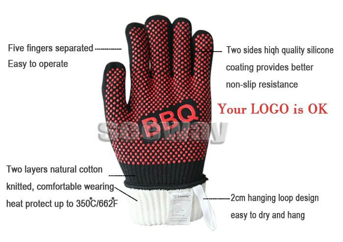 SeeWay F350 Silicone baking glove EN407 Oven grill glove BBQ glove 2