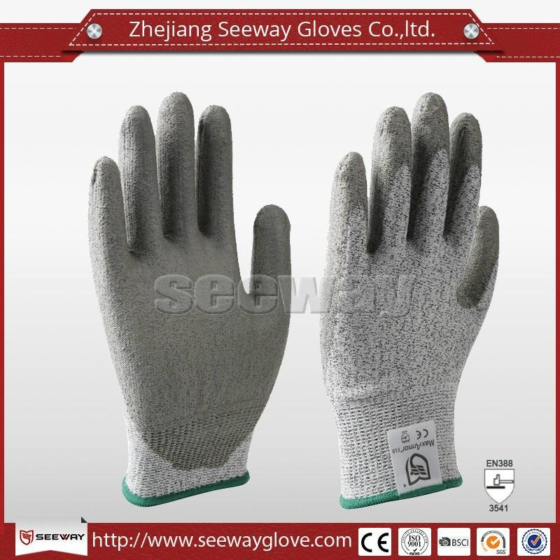 SeeWay B510 Hdpe Palm PU Coated Working Safety Cut Resistant Gloves 1