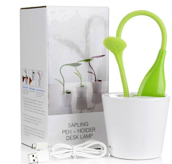 Unique design colourful sapling pen holder Led table lamp& reading lamp 3