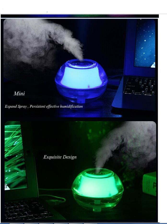 Creative design crystal Portable Misting DC USB Mini Humidifier with mood light 2