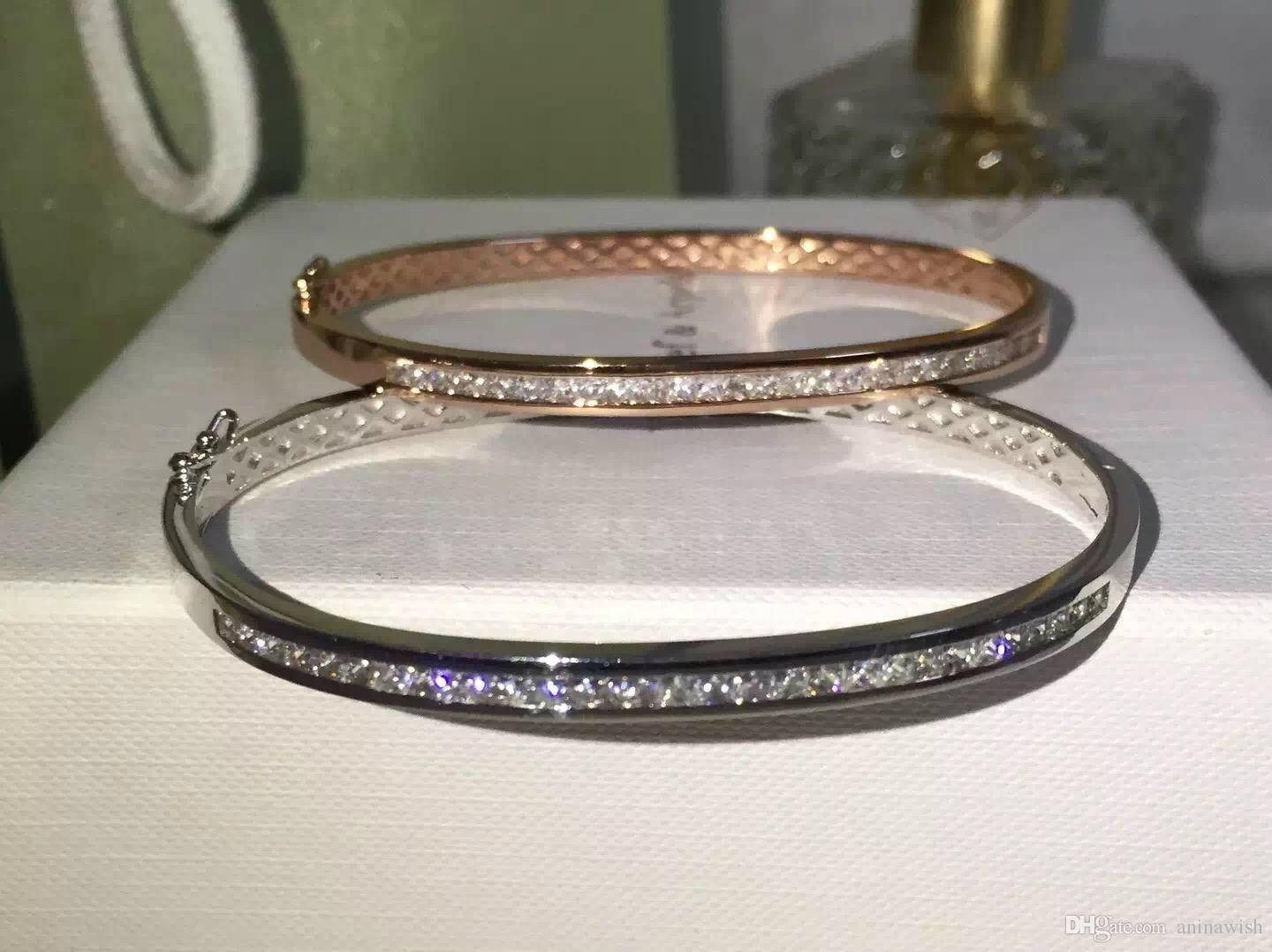 NEFFLY New Arrival High Quality Single row of Diamond Bracelet Bangle Bracelet S