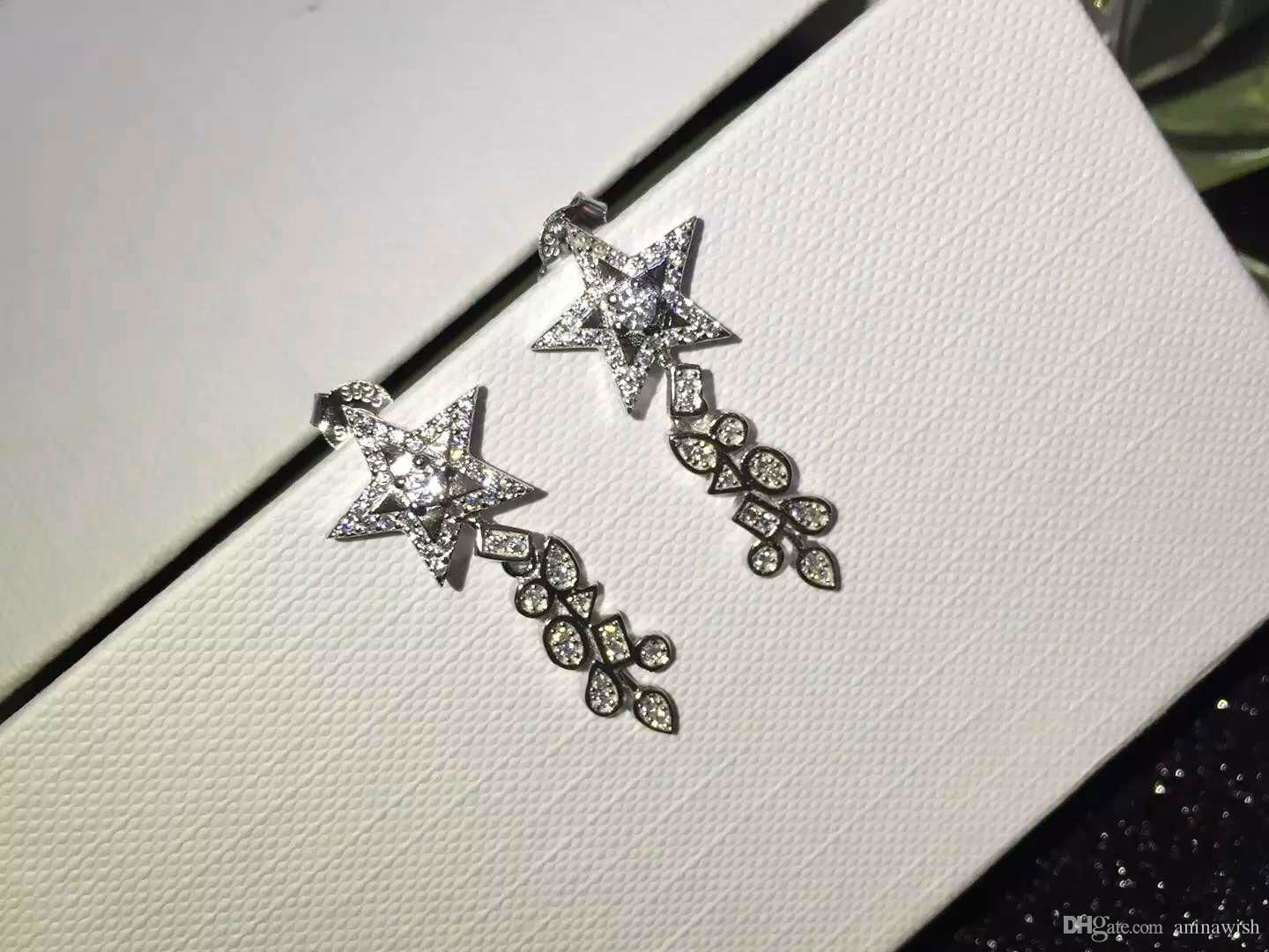 NEFFLY Hot Selling High Quality 925 Silver Earrings Fashion Jewelry Stars Beauti