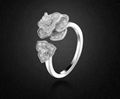   NEFFLY Women Lady Opening Finger Ring Fashion Simple Sliver Plated Flower.