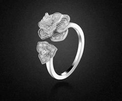  NEFFLY Women Lady Opening Finger Ring Fashion Simple Sliver Plated Flower.