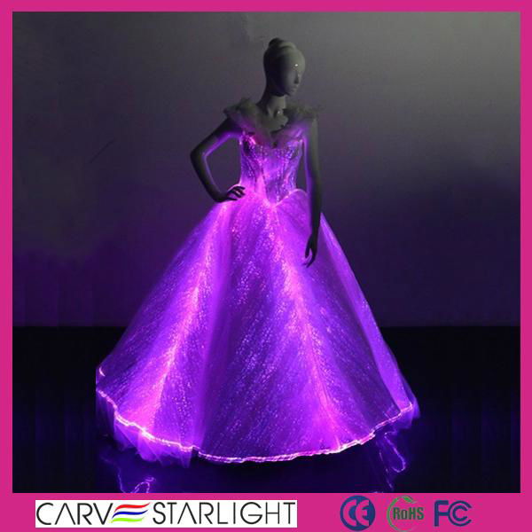 The light up glowing luminous LED optic fiber ball gown evening dress ...