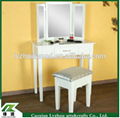 French style bedroom furniture wooden dressing table with mirror and stool 1