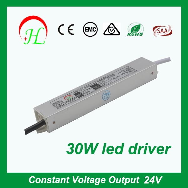 12V/24V LED driver slim aluminum case constant voltage 30W power supply