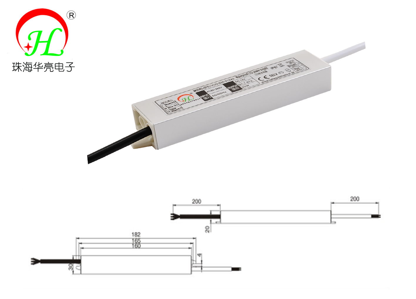 12V/24V LED driver slim aluminum case constant voltage 30W power supply 5