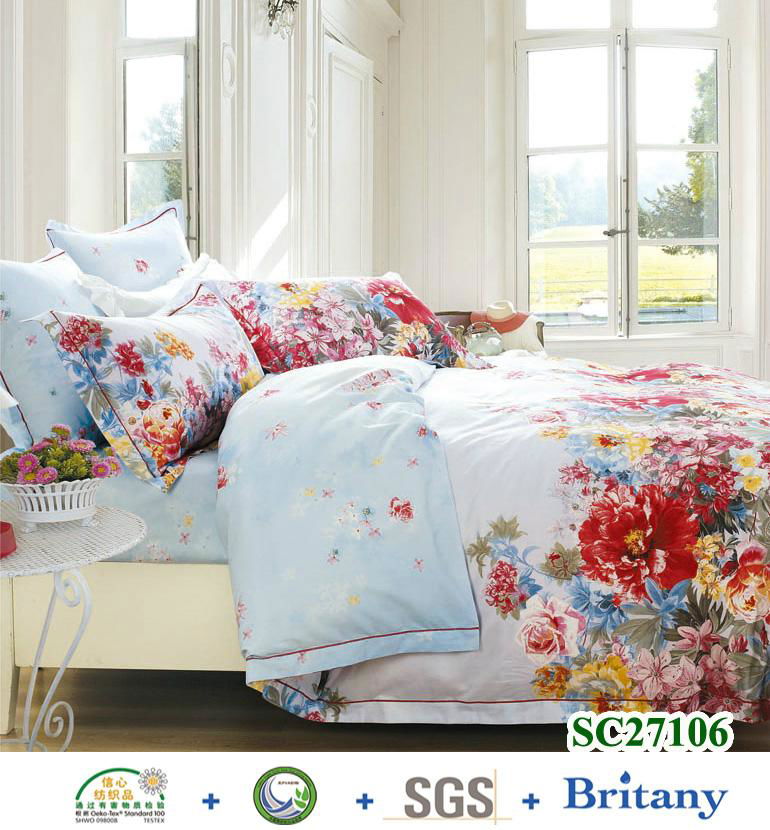 Sateen cotton quilt cover sheet sets duvet cover bedding sets 2